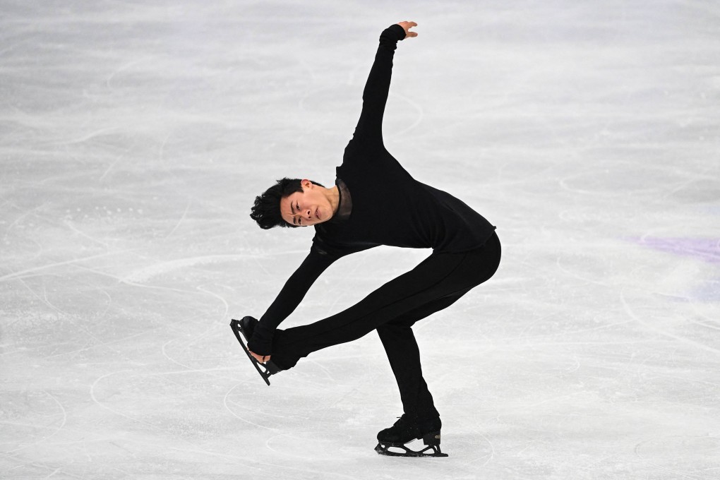 Nathan Chen performs during the men’s free skating event at the ISU World Figure Skating Championships in Stockholm. Photo: AFP