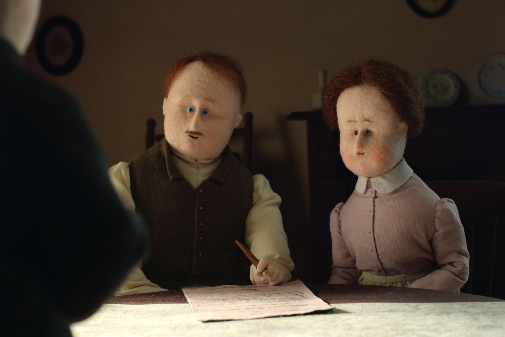 Raymond (left, voiced by Matthew Goode) and Penny (Claudie Blakley) in a still from The House, directed by Emma de Swaef, Marc James Roels, Niki Lindroth von Bahr and Paloma Baeza. Photo: Netflix