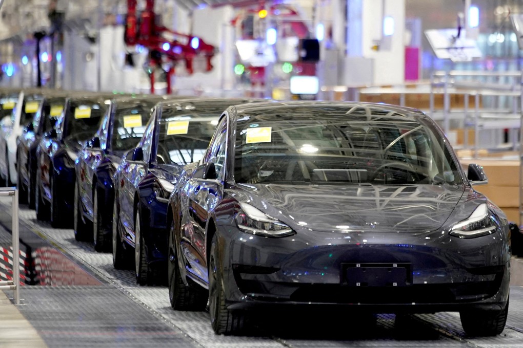 Tesla’s China-made Model 3 vehicles at its factory in Shanghai. Corporate America, from Tesla to Apple, is expanding its presence in China. Photo: Reuters