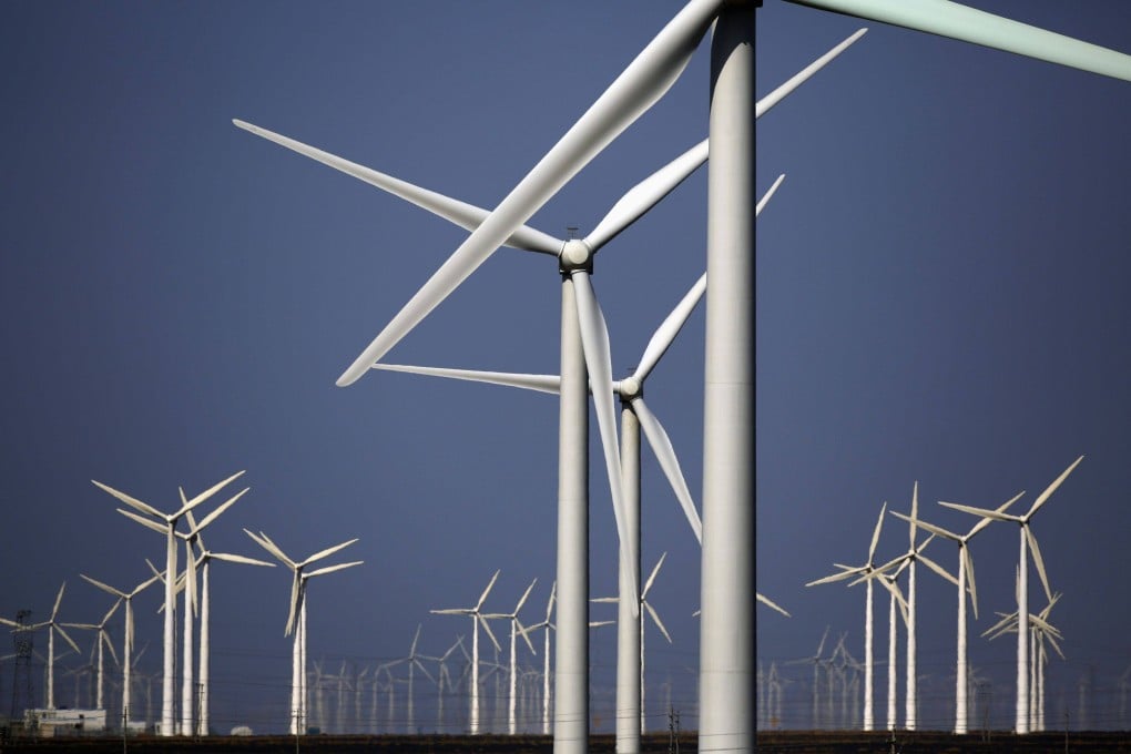 Wind turbines in China’s Gansu province. Transition bonds issuance globally nearly tripled in each of the past two years, but lags behind green bonds, sustainability bonds and sustainability-linked bonds. Photo: Reuters