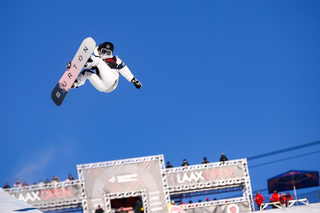 Cai Xuetong, one of China’s big hopes for a medal at the Beijing Olympics, in action during the FIS Snowboard World Cup 2022. Photo: Xinhua