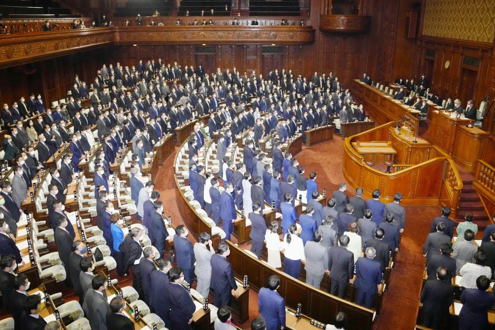 Japan’s House of Representatives adopting a resolution on Tuesday expressing concern over human rights in China. Photo: Kyodo