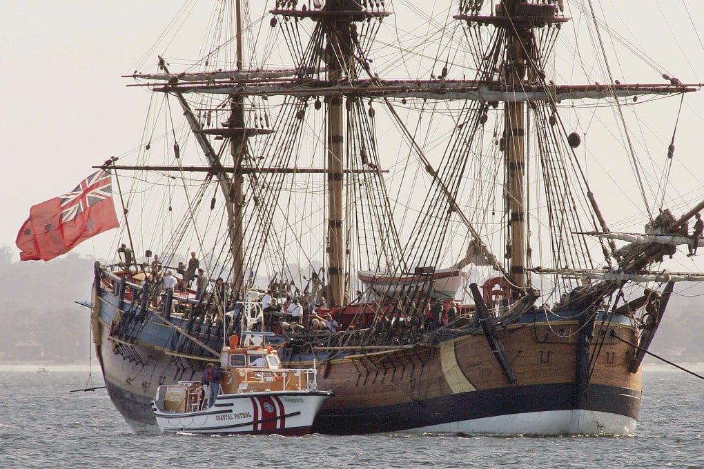 A replica of the ship the Endeavour in Botany Bay, Sydney, in 2005. File photo: AP