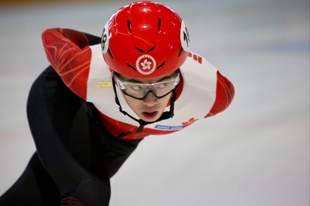 Hong Kong speed skater Sidney Chu training for the 2022 Winter Olympic Games 500m short-track event. Photo: Michael Chu