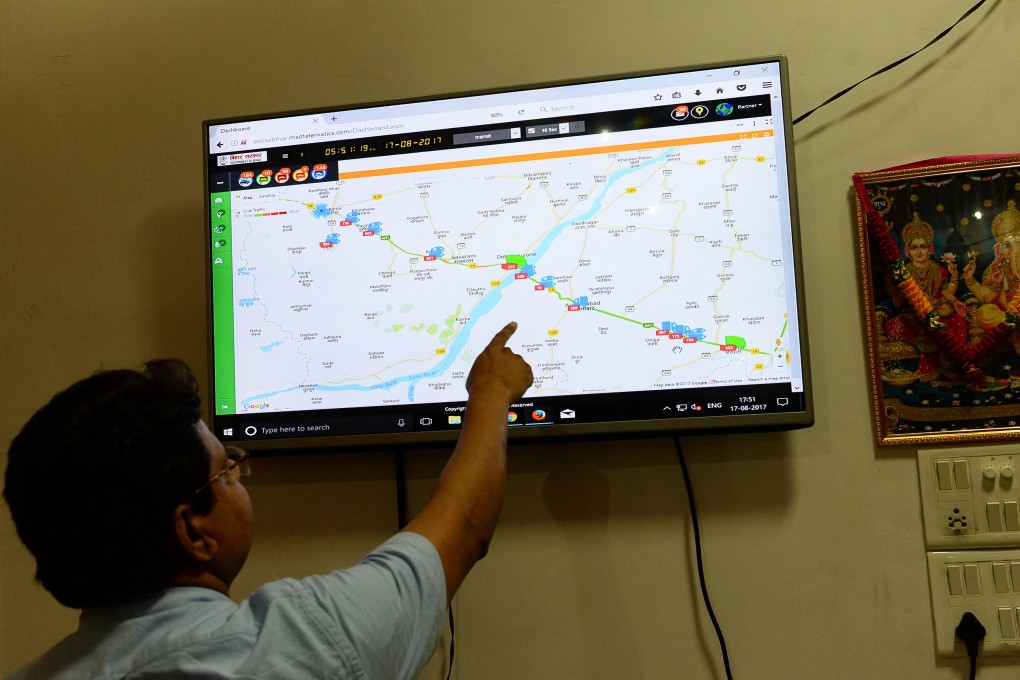 An official at Bihar government’s excise department control room in Patna, where they monitor the movement of interstate trucks and heavy vehicles which can carry prohibited items including alcohol. Photo: AFP