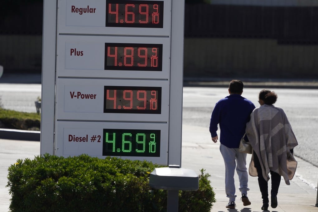 Petrol prices are advertised at a filling station in Santa Clarita, California, on January 28. Inflation remains a primary concern for US policymakers and politicians. Photo: AP