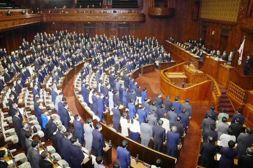 A Japanese House of Representatives plenary session in Tokyo that adopted a rare resolution expressing concern over the human rights situations in China’s Xinjiang region and Hong Kong. Photo: Kyodo