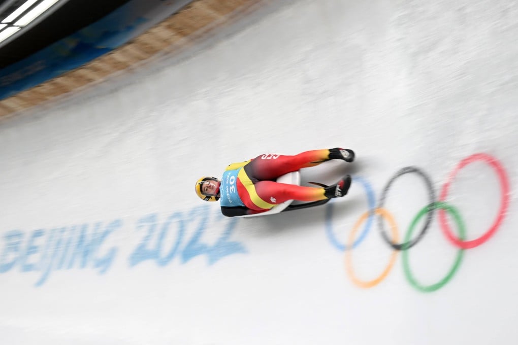 Germany’s Natalie Geisenberger takes part in the women’s singles luge training session at the Yanqing National Sliding Centre. Photo: AFP
