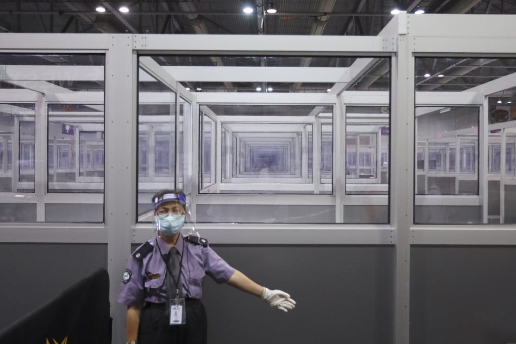 Makeshift Covid-19 wards at AsiaWorld-Expo at Chek Lap Kok. Photo: Nora Tam