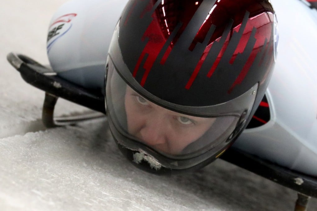 Kim Meylemans of Belgium starts during the women’s skeleton race at the Bobsleigh and Skeleton World Championships in Altenberg, Germany, on February 11, 2021. Photo: AP/Matthias Schrader