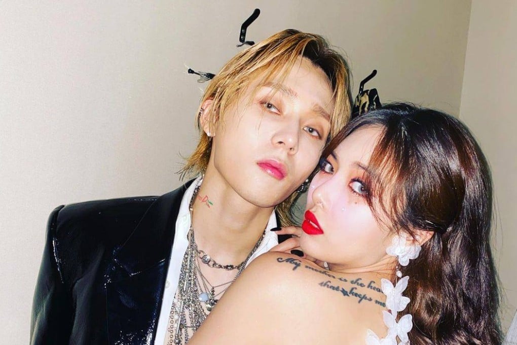 K-pop stars HyunA and Dawn, who have announced their engagement after six years together. Their music label suffered a backlash after dropping them in 2018 when their relationship became public. Photo: @hyunah_aa/ Instagram