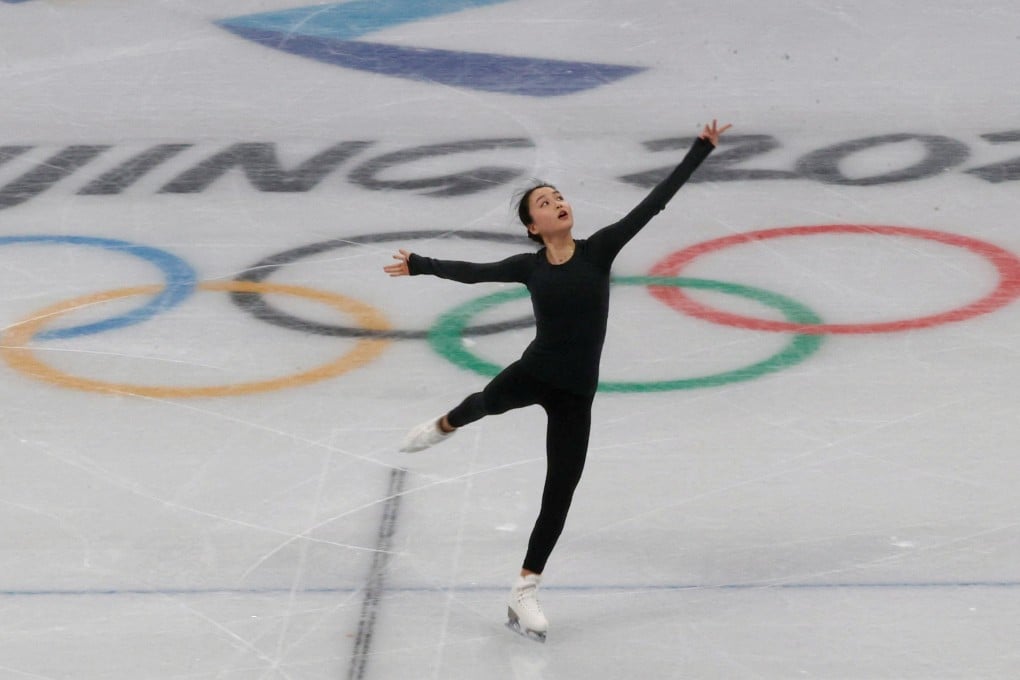 Chinese figure skater Zhu Yi skates during a training session for the Beijing 2022 Winter Olympics. Photo: Reuters/Tyrone Siu