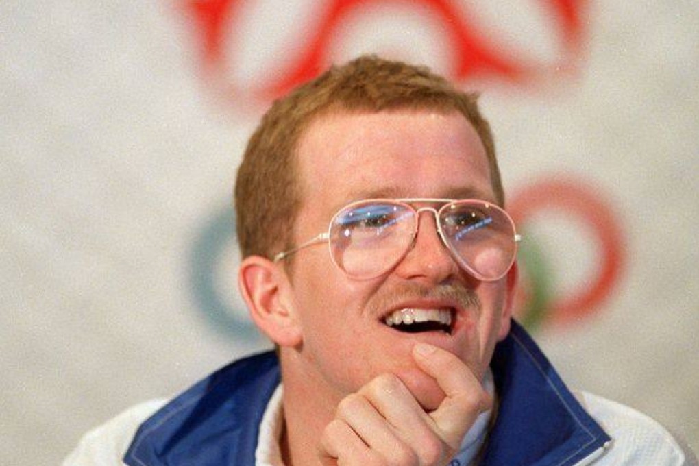 ‘Eddie the Eagle’ Edwards answers questions at a press conference in Calgary during the 1988 Winter Olympics. Photo: AFP