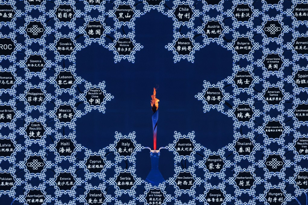 The Olympic flames burns in its cauldron after being ignited during the opening ceremony of the 2022 Beijing Winter Games on Friday. Photo: Xinhua