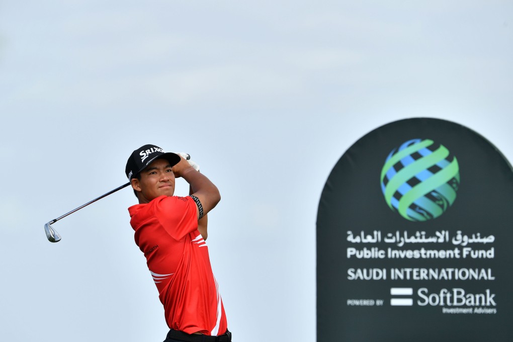 Hong Kong’s Taichi Kho tees off during the second round two of PIF Saudi International. Photo: Paul Lakatos/Asian Tour.