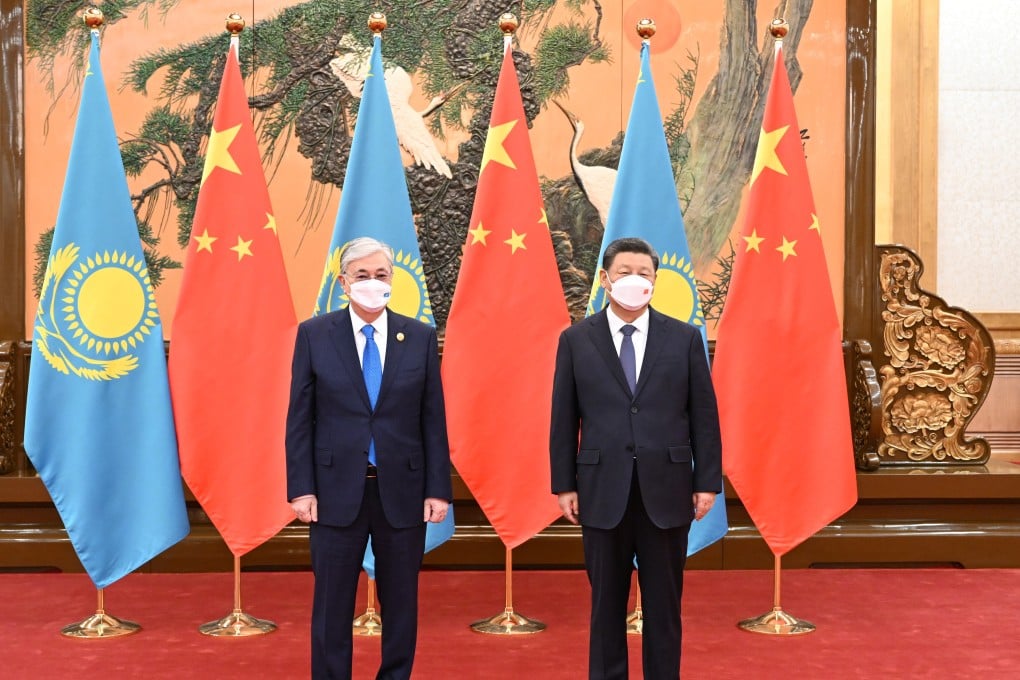 Chinese President Xi Jinping (right) with President Kassym-Jomart Tokayev of Kazakhstan at the Great Hall of the People in Beijing on February 5. Photo: Xinhua