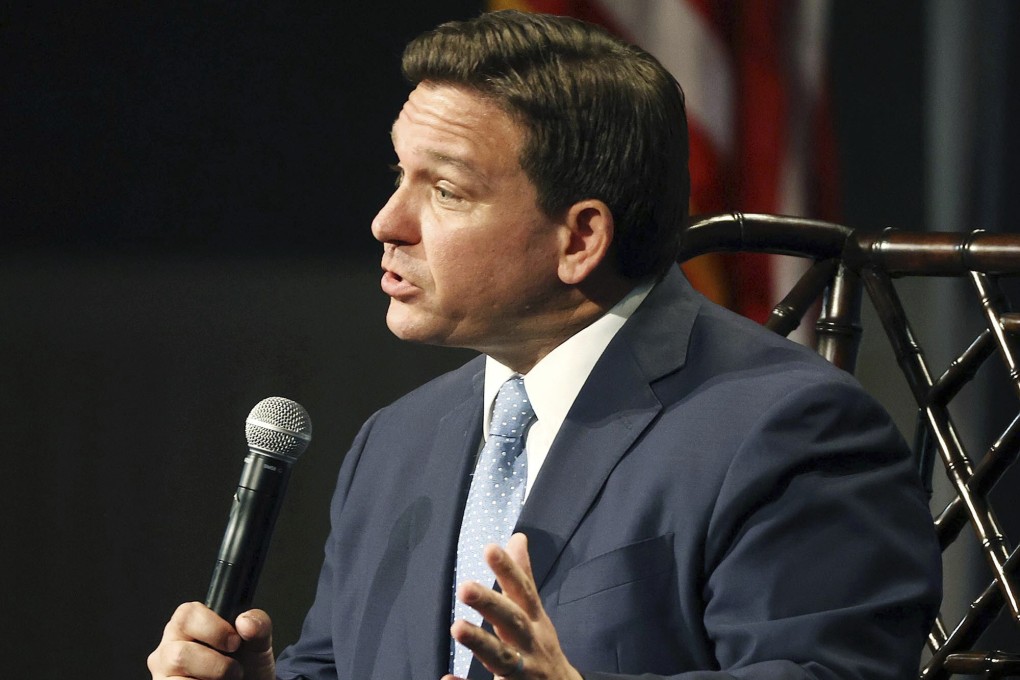 Florida Governor Ron DeSantis speaks at Disney’s Yacht Club resort in Walt Disney World on February 4. Photo: Orlando Sentinel via AP