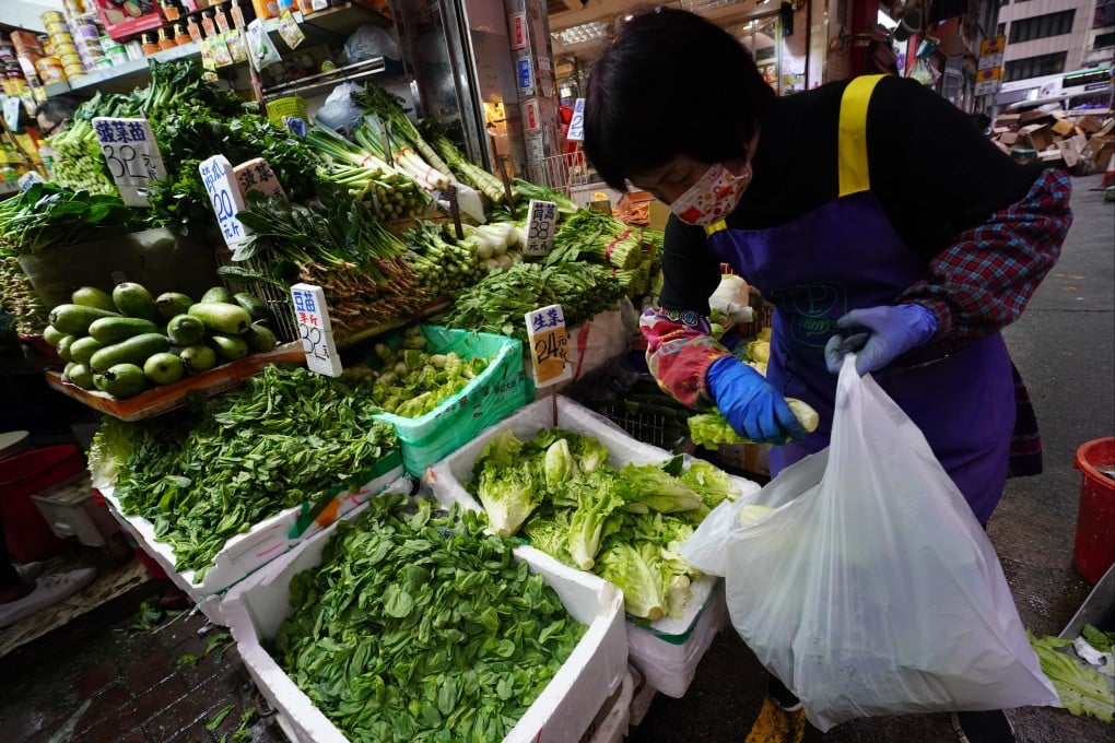 Vegetable prices in Hong Kong have continued to skyrocket due to transport disruptions at the mainland Chinese border caused by coronavirus infections among truck drivers. Photo: Felix Wong
