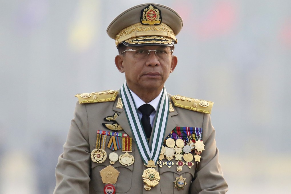 Myanmar’s Commander-in-Chief Senior General Min Aung Hlaing presides over an army parade in March last year. An army takeover in Myanmar on February 2021 ousted the elected government of Aung San Suu Kyi. Photo: AP