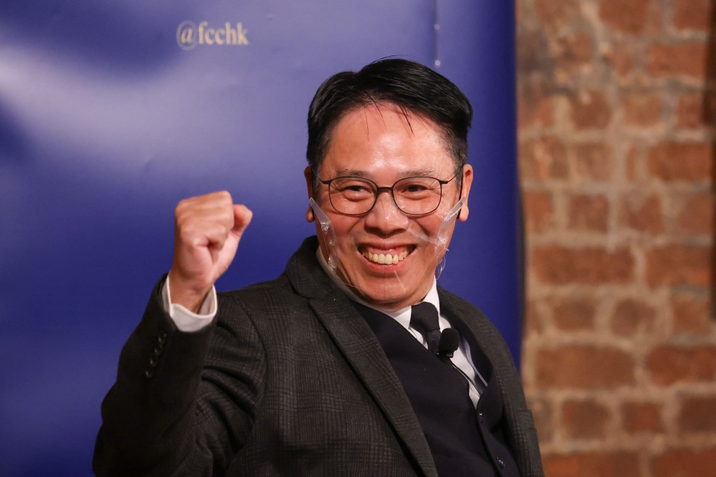 Chief executive hopeful Checkley Sin Kwok-lam speaks at The Foreign Correspondents’ Club. Photo: Nora Tam
