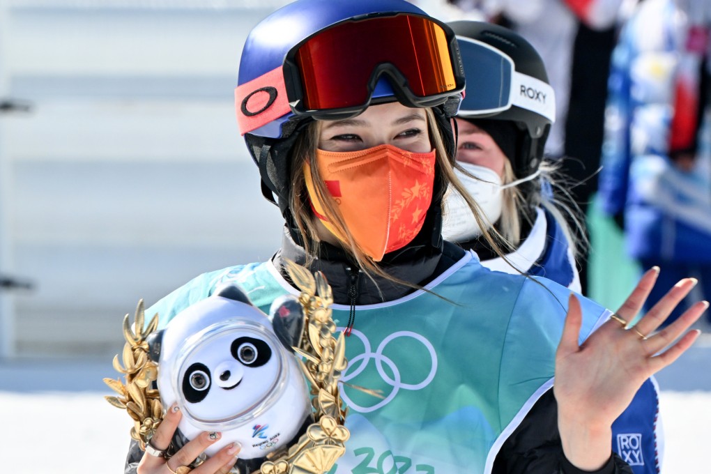 Eileen Gu of China after winning the women’s freestyle skiing Big Air final event at the Beijing Winter Olympic Games. Photo: DPA