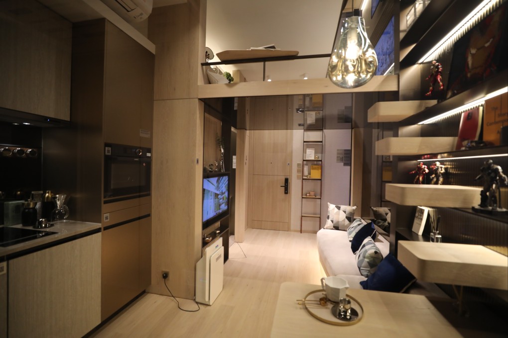 A furnished show nano flat measuring 203 sq ft at Wang On Properties’ The Met. Azure residential project. Photo: Xiaomei Chen