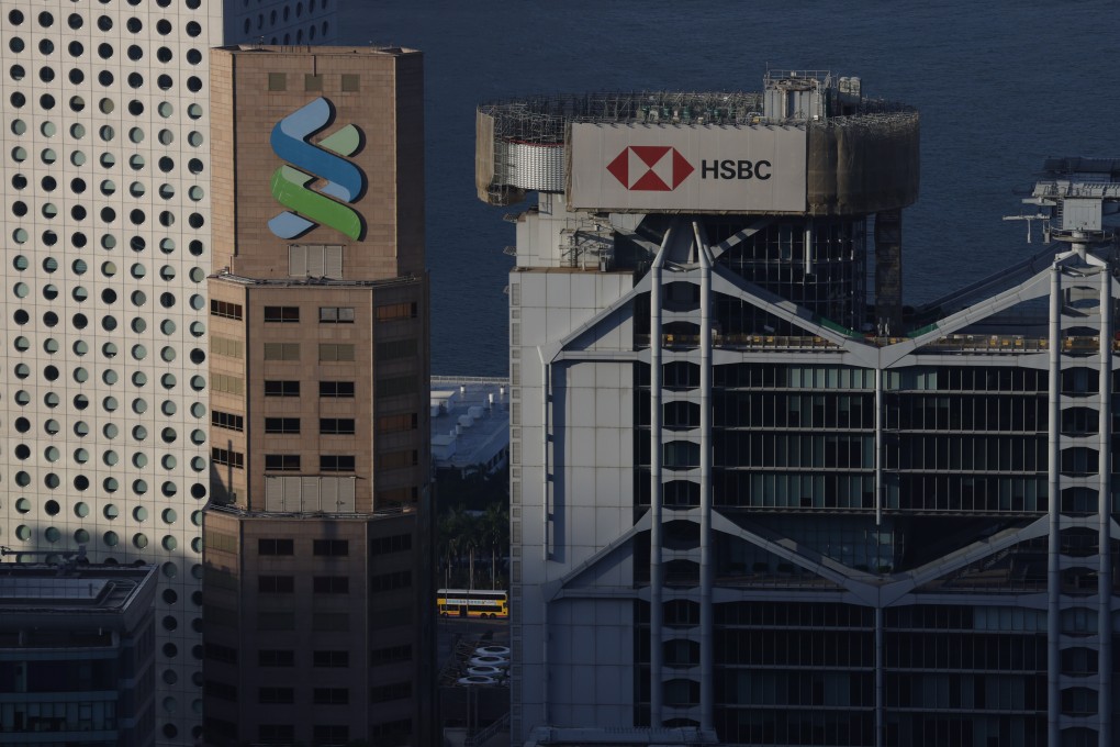Standard Chartered and HSBC’s main buildings in Central. Photo: Nora Tam