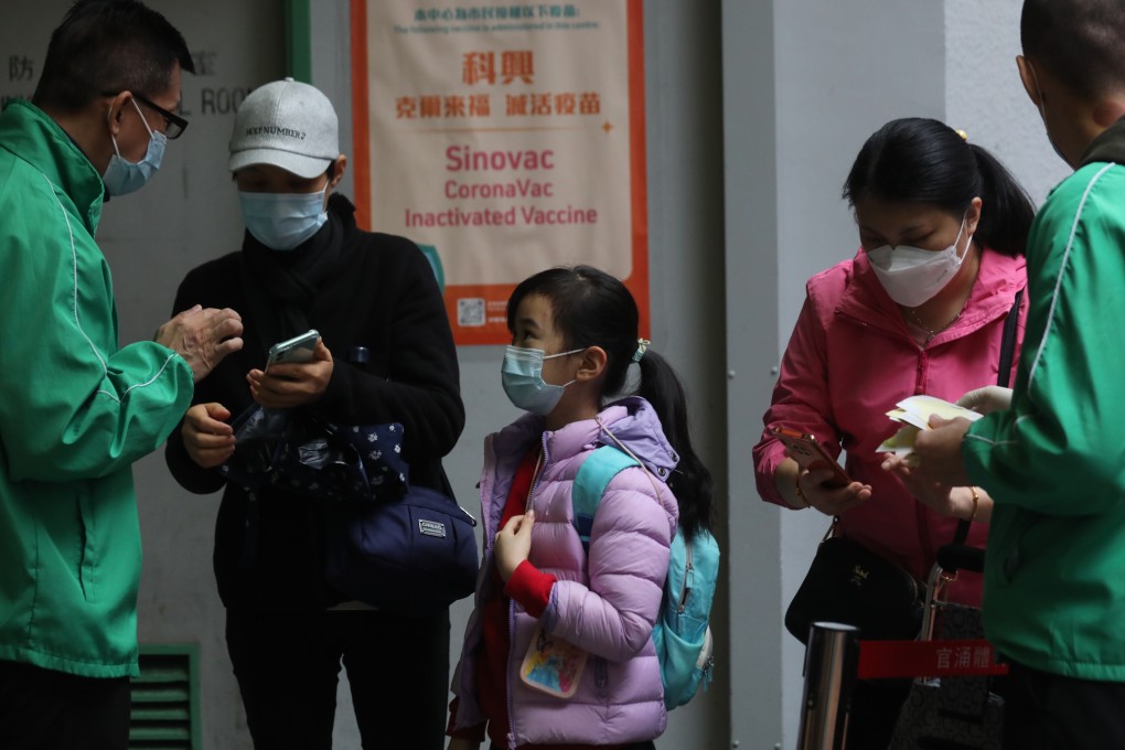 Residents line up for Sinovac shots in Hong Kong. Photo: Xiaomei Chen