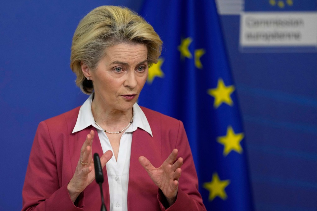 European Commission President Ursula von der Leyen discussing the  the European Chips Act in Brussels on Tuesday: “The pandemic has painfully exposed the vulnerability of chips and supply chains ... The global shortage of chips has really slowed down our recovery.” Photo: AFP