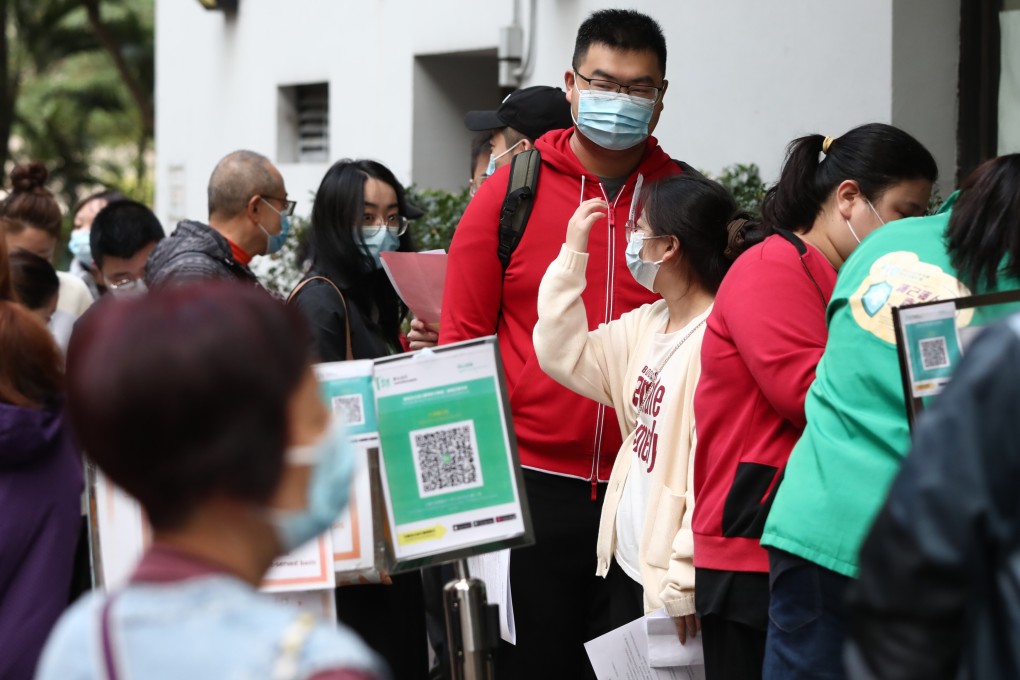 People queue up to receive the Sinovac vaccine at Kwun Chung Sports Centre, Hong Kong. Photo: Jonathan Wong