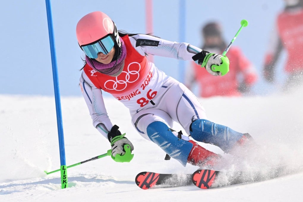 Hong Kong’s Audrey King in her first run of the women’s slalom event at the Beijing Winter Olympic Games at the Yanqing National Alpine Skiing Centre. Photo: AFP