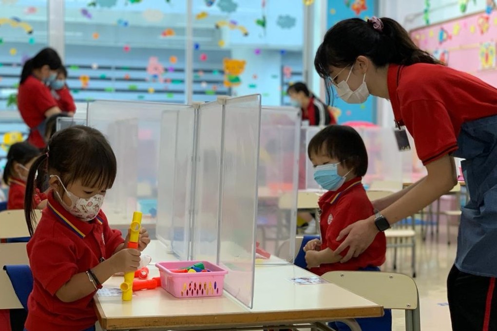 Pupils at a kindergarten in Yuen Long take part in classroom activites on September 16, 2020, as schools reopened following months of shutdowns. Photo: Handout
