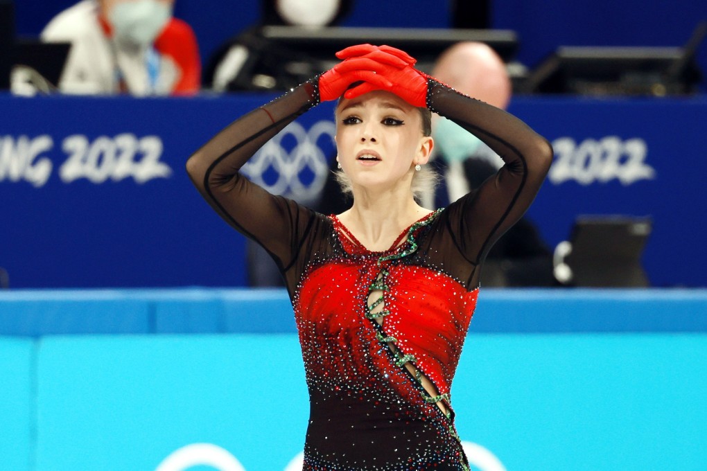 Figure skater Kamila Valieva of Russia reacts during the women’s free skate at the Beijing 2022 Olympic Games. Photo: EPA-EFE