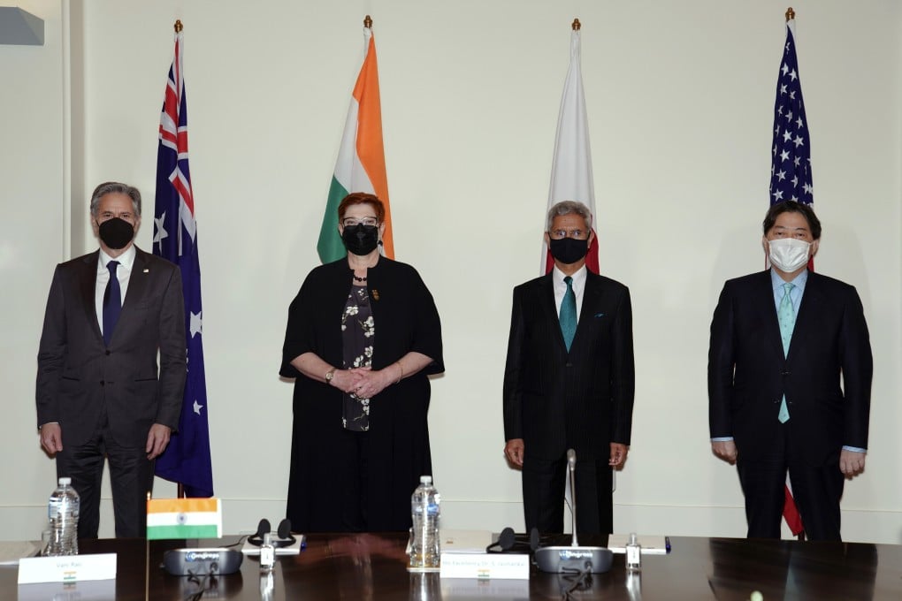 (From left) US Secretary of State Antony Blinken, Australian Foreign Minister Marise Payne, Indian Foreign Minister Subrahmanyam Jaishankar and Japanese Foreign Minister Yoshimasa Hayashi at the Quad meeting in Melbourne on Friday. Photo: AP