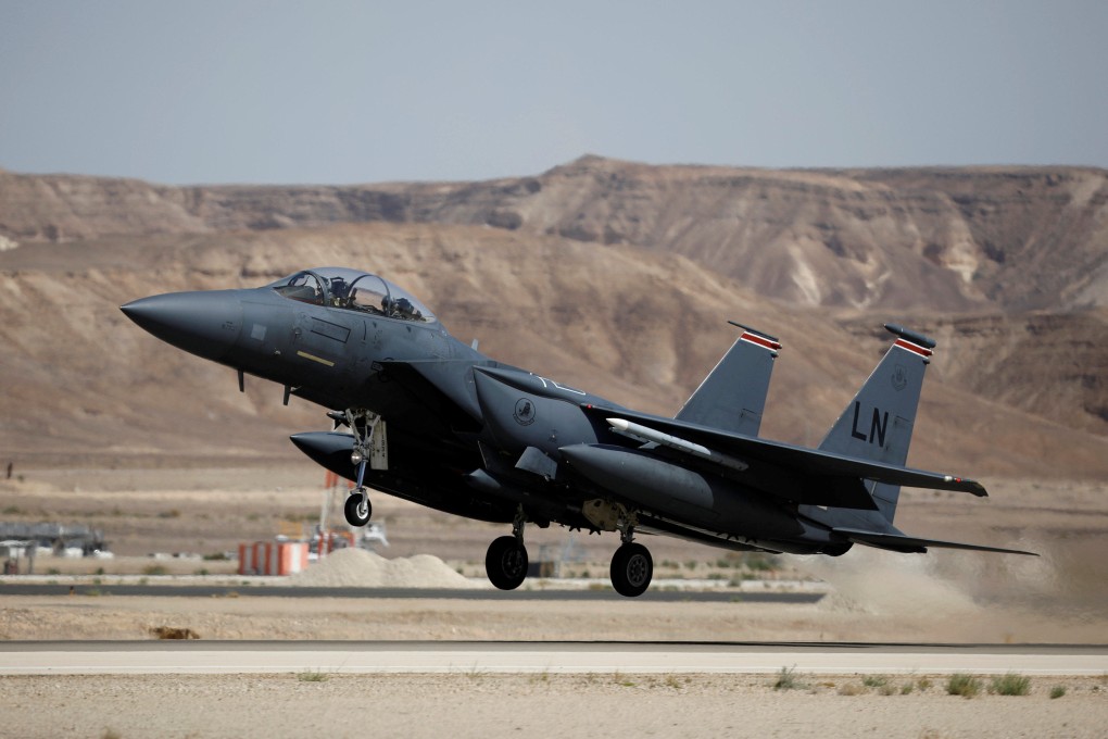 A US F-15 fighter jet takes off at Ovda Military Airbase in southern Israel in May 2017. Photo: Reuters