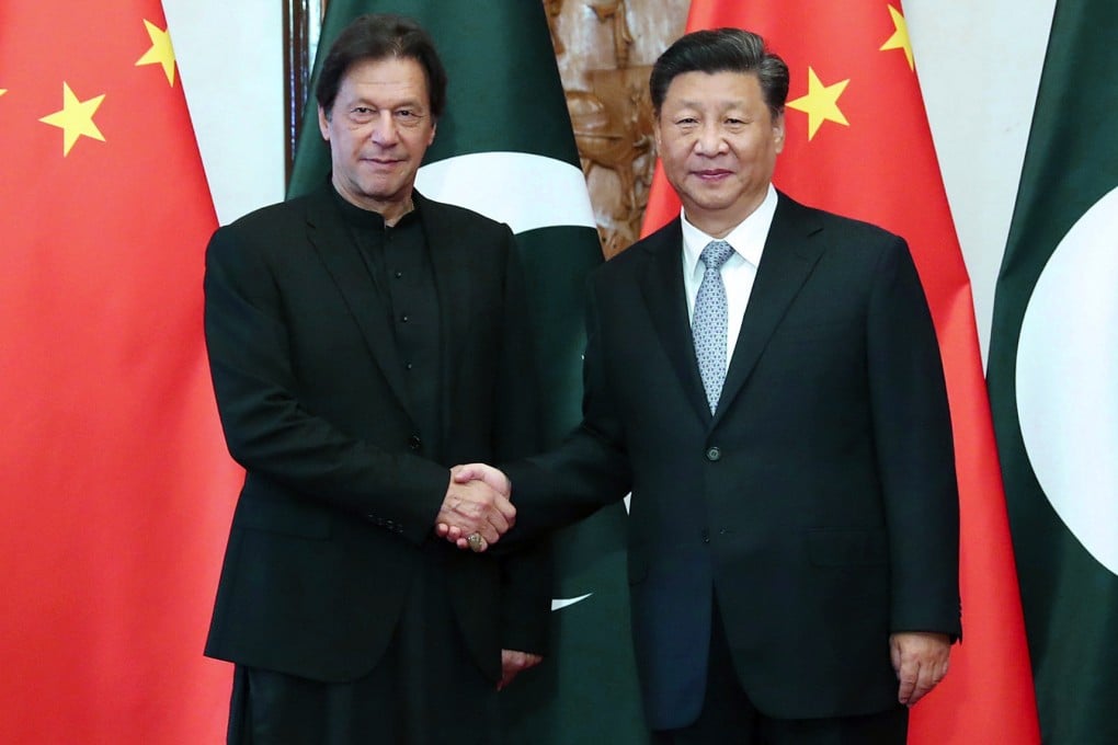 Chinese President Xi Jinping and Pakistani Prime Minister Imran Khan in Beijing in Oct 2019. File photo: Xinhua