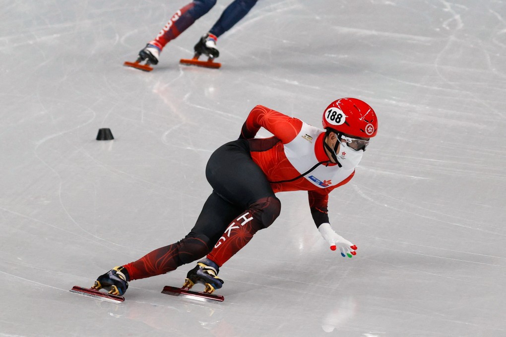 Hong Kong’s Sidney Chu during a short-track speedskating training session. Photo: Reuters