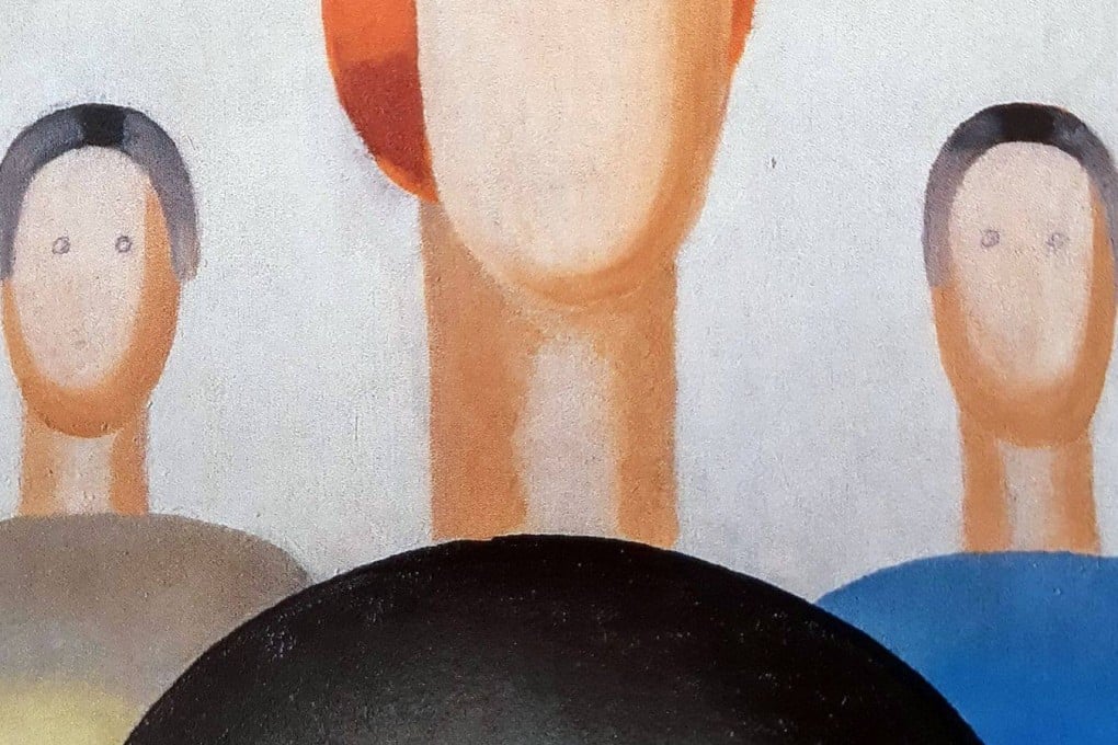 Two of the usually faceless figures in the Anna Leporskaya painting had eyes drawn on with a ballpoint pen. Photo: The Art Newspaper Russia