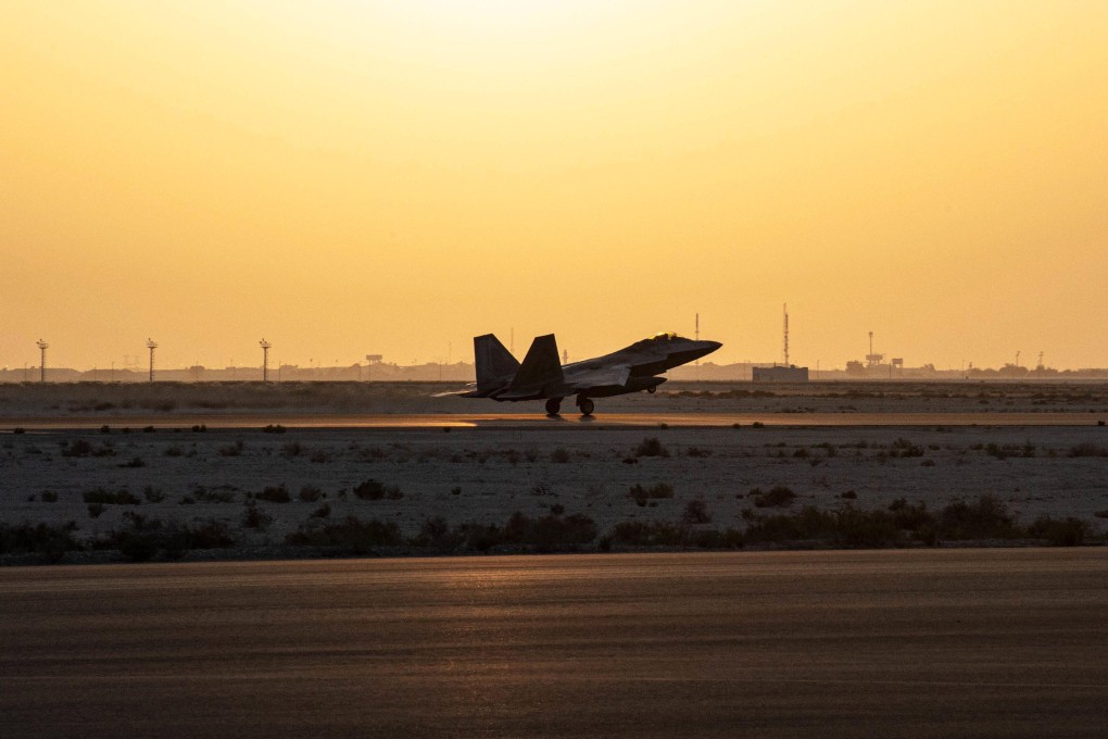 A US Air Force F-22 Raptor arrives at Al-Dhafra Air Base in Abu Dhabi, United Arab Emirates on February 12. Photo: US Air Force via AP