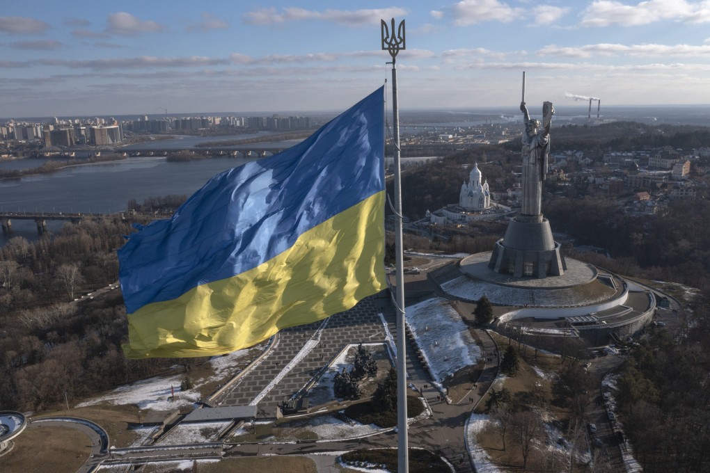Ukraine’s national flag flies over the capital, Kyiv. China has called for ‘all parties to be rational’ amid fears that an invasion by Russia is imminent. Photo: AP