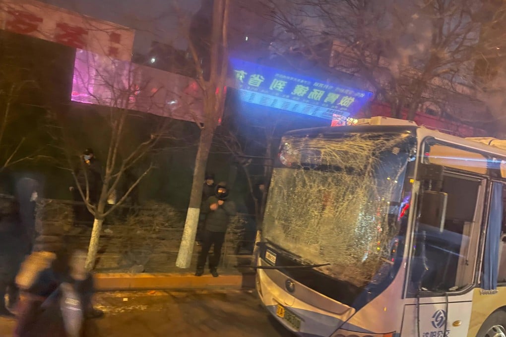 The cause of an explosion which shattered a bus in Shenyang, northeastern China, is still being investigated. Photo: Handout
