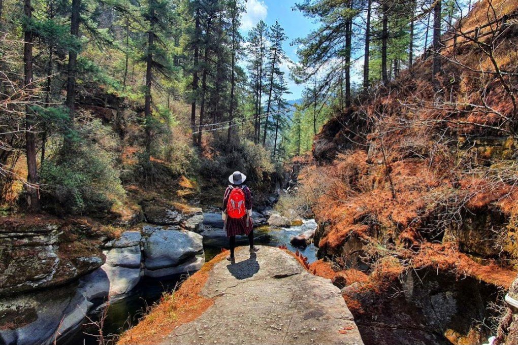 A hiker on the Trans Bhutan Trail, which will be one of, if not the, most sustainable trail in the world when it opens in March 2022. Photo: Trans Bhutan Trail