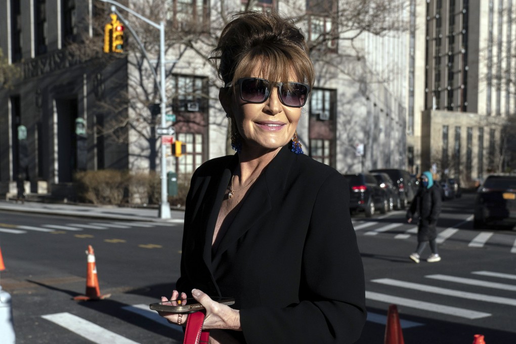 Former Alaska governor Sarah Palin arrives at federal court in New York on Friday. Photo: AP