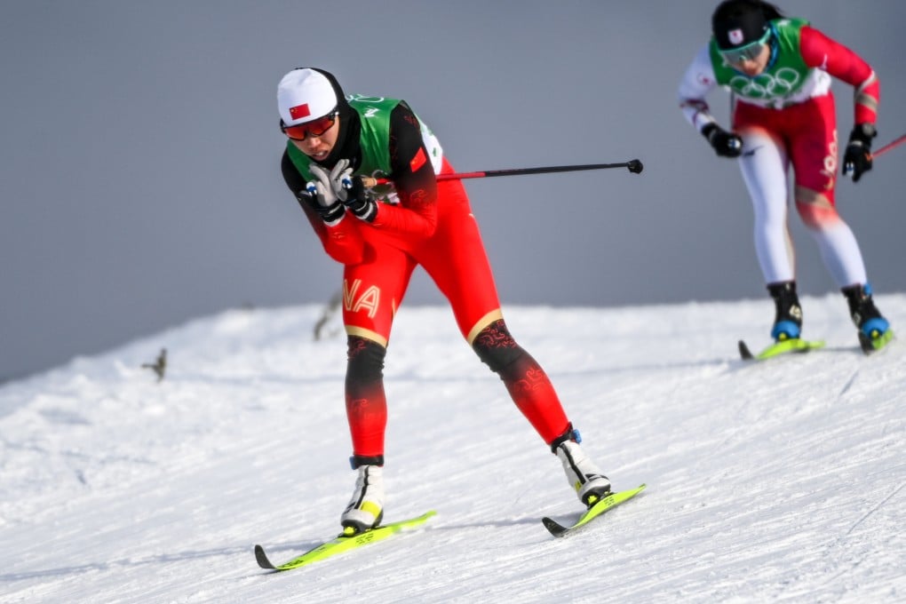 Li Xin (left) of China in the cross-country skiing women’s relay qualifying event at the Beijing Winter Olympic Games at the National Cross-Country Skiing Centre in Zhangjiakou. Photo: Xinhua