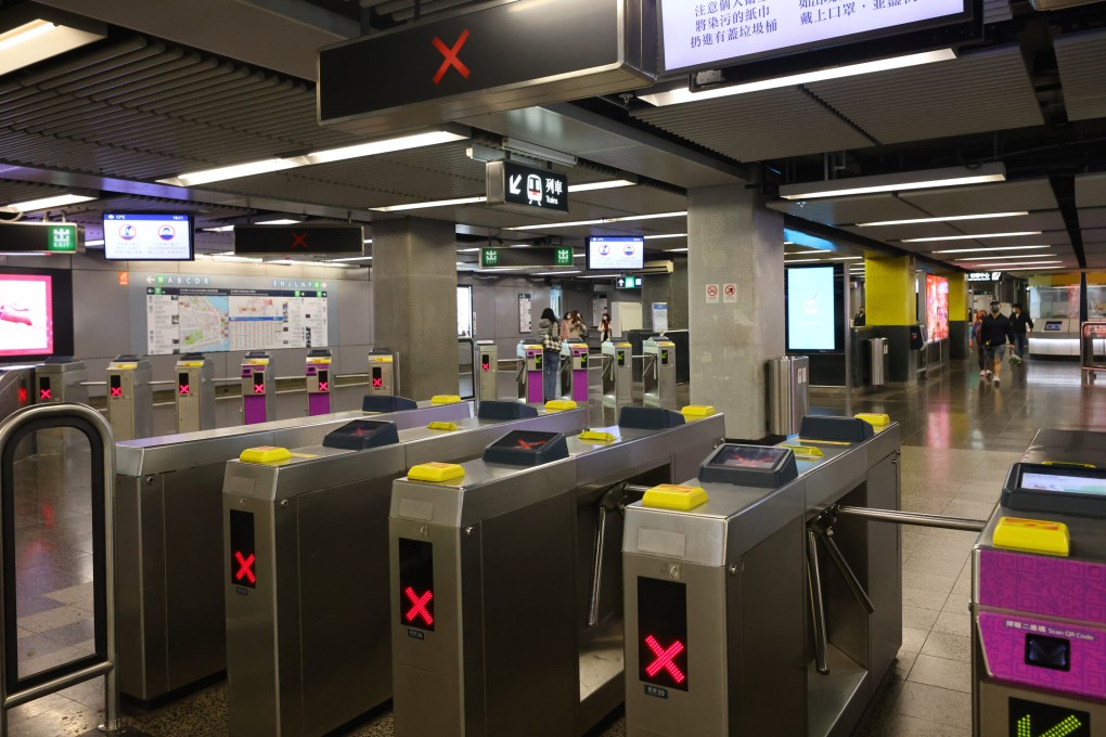 Idle turnstiles in a deserted station on a Sunday in Tsim Sha Tsui, in what used to be one of Hong Kong’s busiest transport terminals, on 13 February 2022. Photo: Dickson Lee