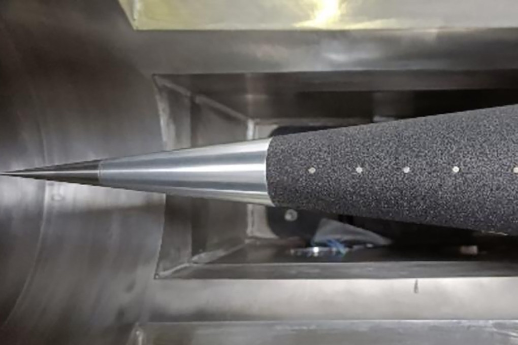 The team used a wind tunnel in central China to test a prototype coated in carbon foam. Photo: China Aerodynamics Research and Development Centre