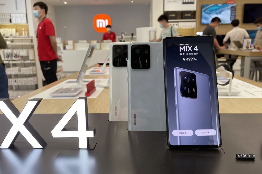 Xiaomi MIX 4 smartphones are displayed at a Xiaomi store in Beijing, Sept. 08, 2021. Photo: SCMP/Simon Song