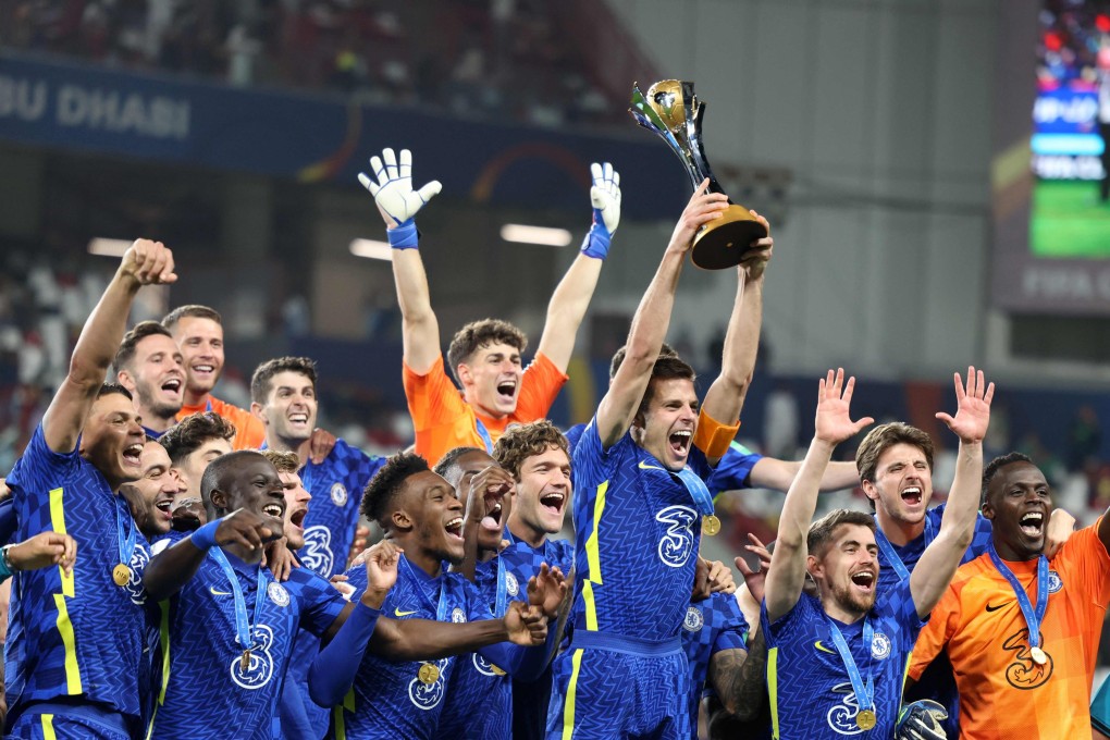 Chelsea’s players celebrate after winning the 2021 FIFA Club World Cup final football match against Brazil’s Palmeiras. Photo: AFP