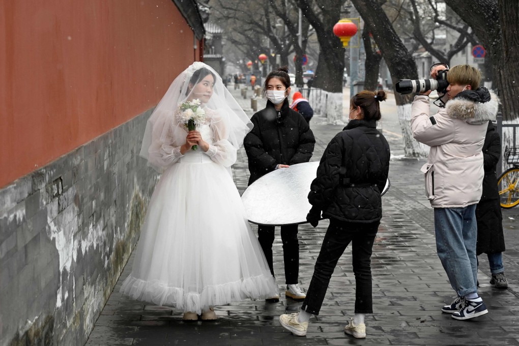 In China, the number of marriage registrations in the first three quarters of last year dropped slightly from the first nine months of 2020, but it was 17.5 per cent down from the same period in 2019. Photo: AFP