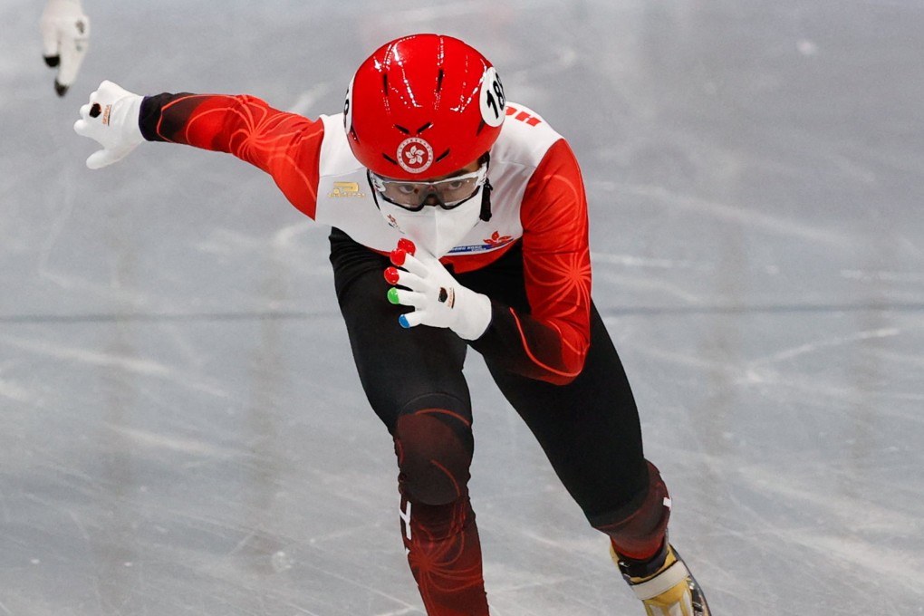 Hong Kong short-track speedskater Sidney Chu in a training session before the Beijing Winter Olympic Games men’s 500m short-track event at the Capital Indoor Stadium. Photo: Reuters